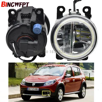 

2x Car Accessories Super Bright LED Fog Light + Angel Eye For Dacia Duster Logan Sandero 2004-2015 For Renault Clio IV 2012-2019
