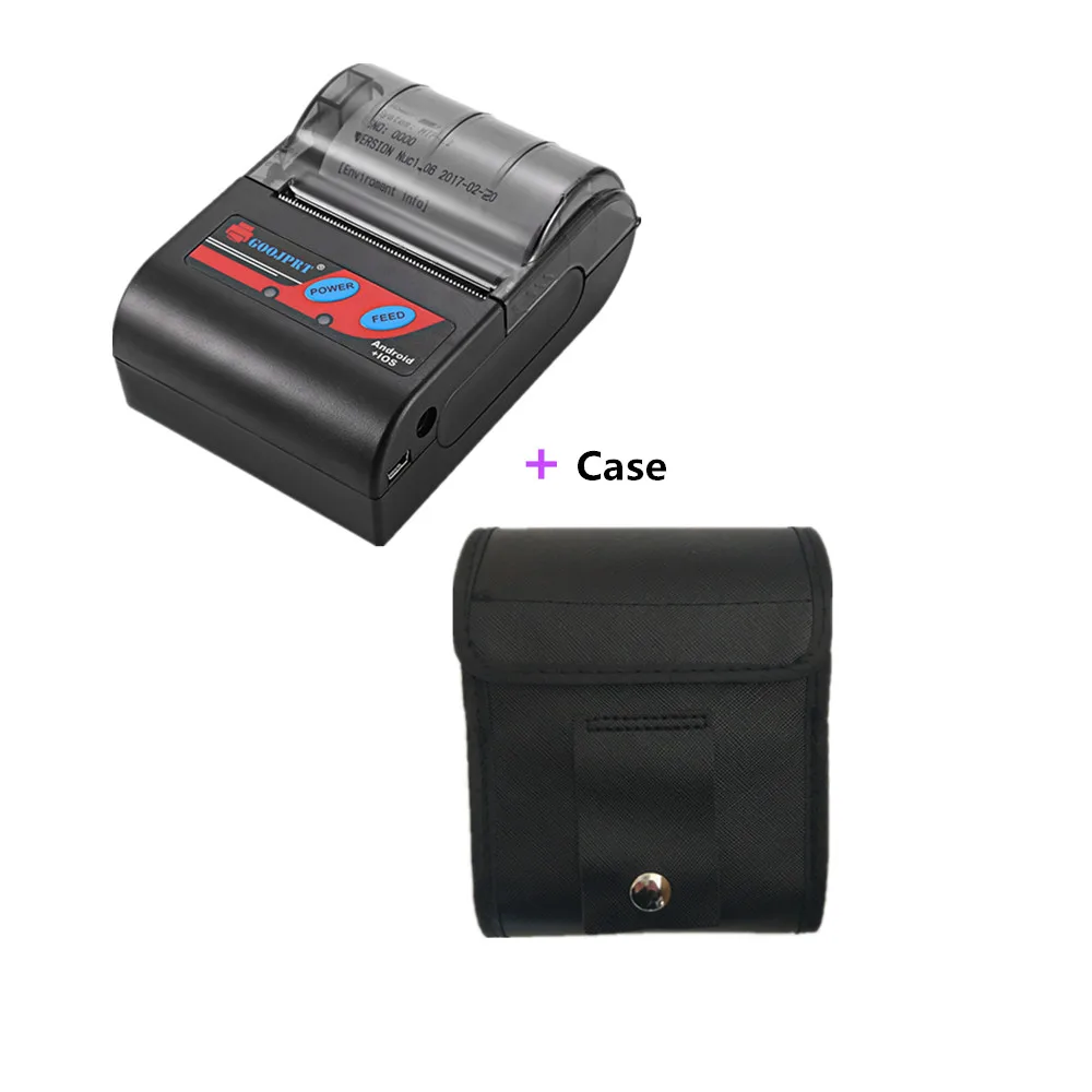 

GOOJPRT 58mm Mini Portable Wireless Mobile Android Bluetooth Thermal Receipt Printer with PU Case Bag for Stores EU US UK Plug