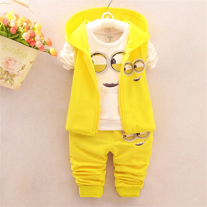 2018 Children's Clothing Long sleeved Yellow 3piece Suit For Boys