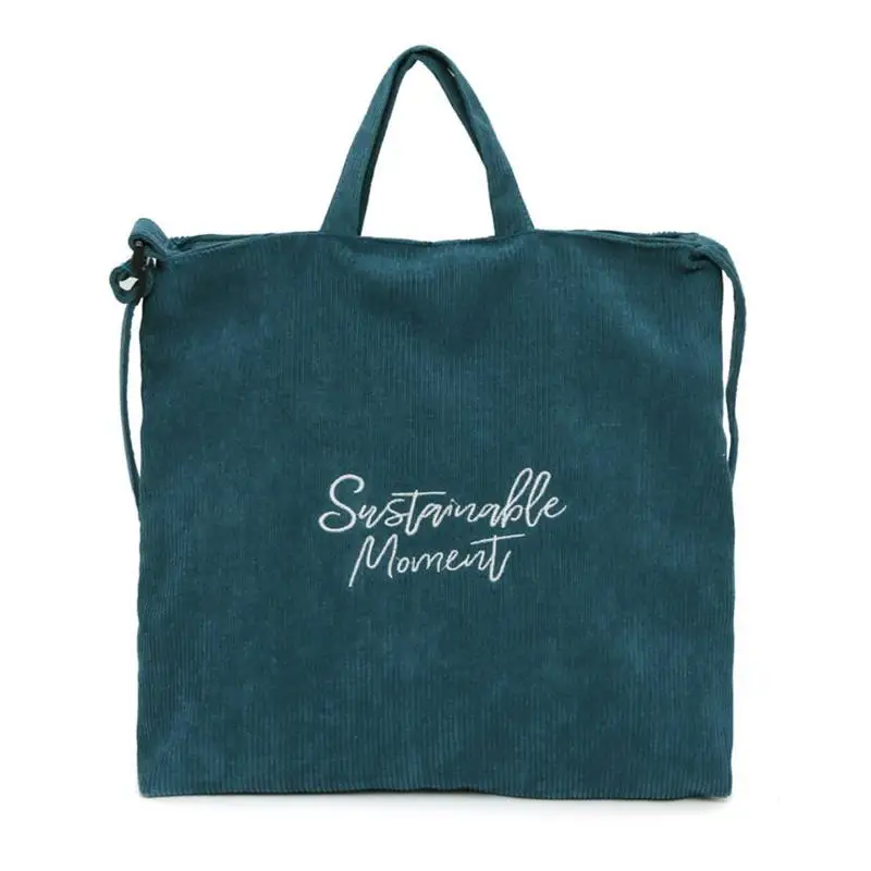 Женская Вельветовая Парусиновая Сумка-тоут, Женская Повседневная сумка на плечо, сумка для покупок, ручная сумка для женщин, сумка-мессенджер, корейская модная сумка - Цвет: Dark Green