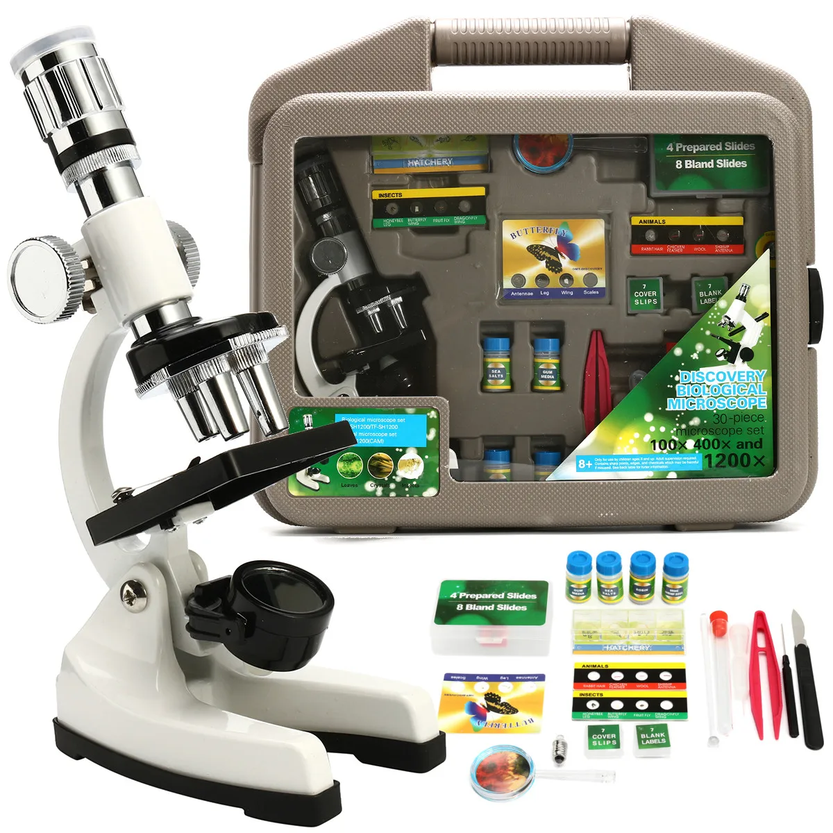 

50X-1200X Advanced Biological Microscope Discovery Science Tools Set Children Kids Learning Educational Optical Instruments Kit