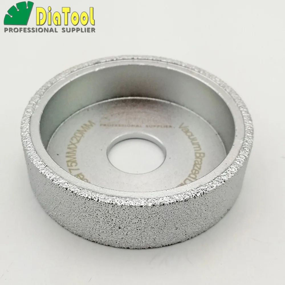 DIATOOL Dia75mmX20mm Vacuum Brazed Diamond Flat Grinding Wheel/ Profile Wheel For Stone Artificial Ceremics Glass Concrete|flat grinding