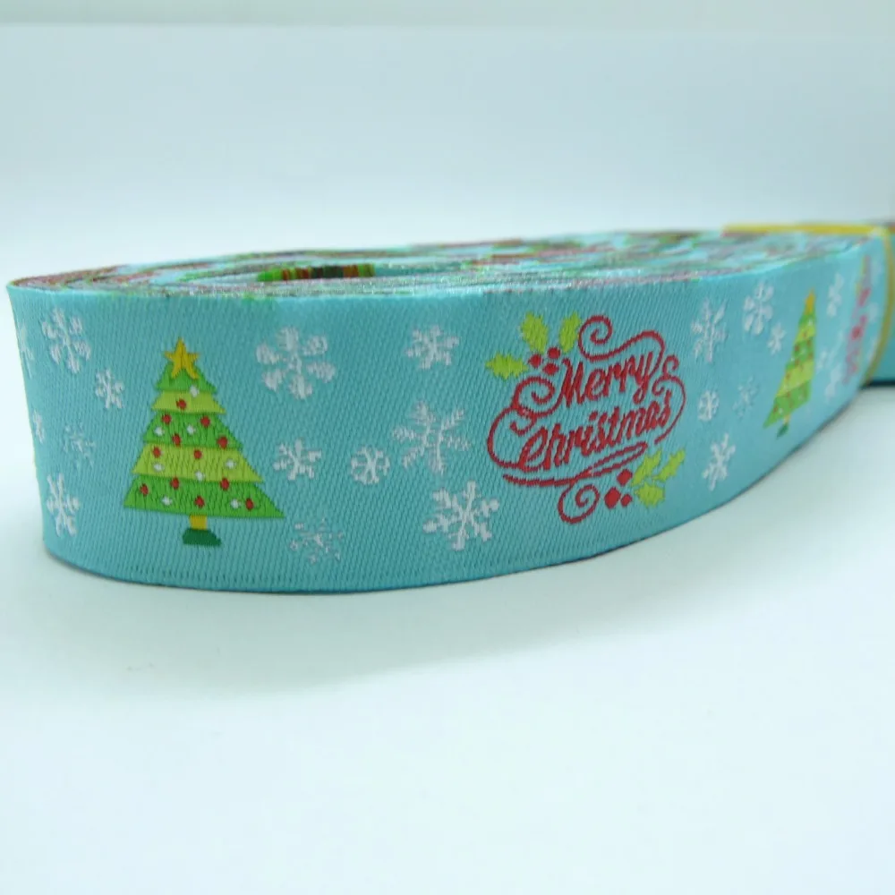 

10 Meters Santa Clause Merry Christmas Dog Collar Woven Jacquard Ribbon