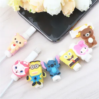 

2pcs Cartoon Cable Protector For iPhonexs 5s 78 plus Cute Stitch Animal Cable Winder USB Charging Data Line Cord Protector