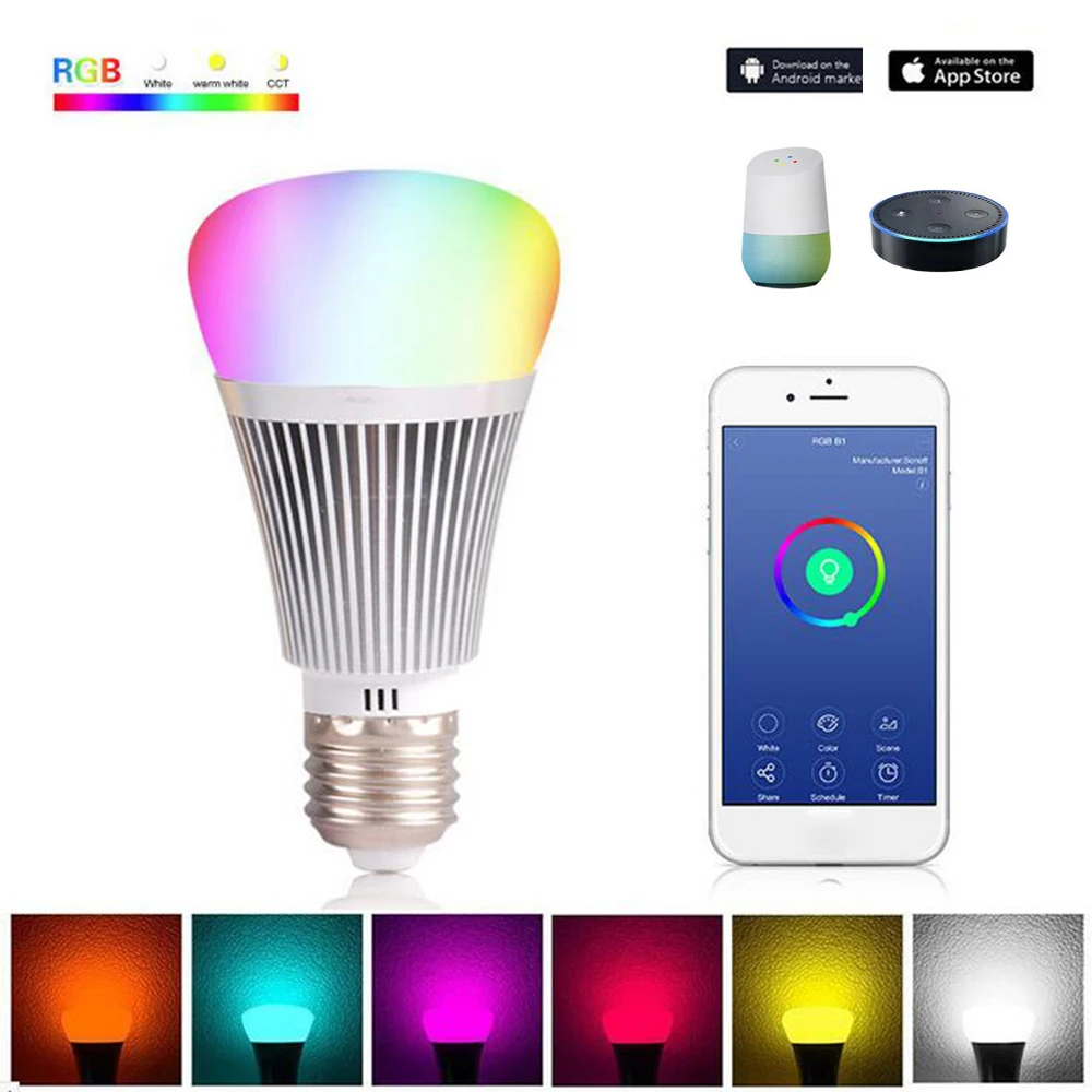 

OEM smart home light bulb E27/E26/B22/E14 work with Alexa Google home wifi/APP smart life remote control RGB dimmable brightness