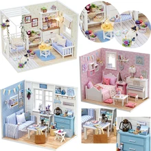 CUTEBEE кукольный домик ручной работы миниатюрный кукольный домик Модель деревянные игрушки мебели Casa De куклы Boneca игрушечные дома подарок на день рождения H012