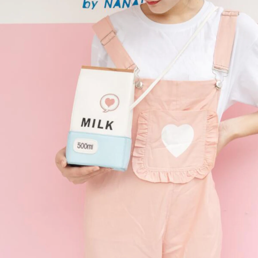 Harajuku мультфильм вышивка письмо для женщин сумка молочная коробка сумки дамы