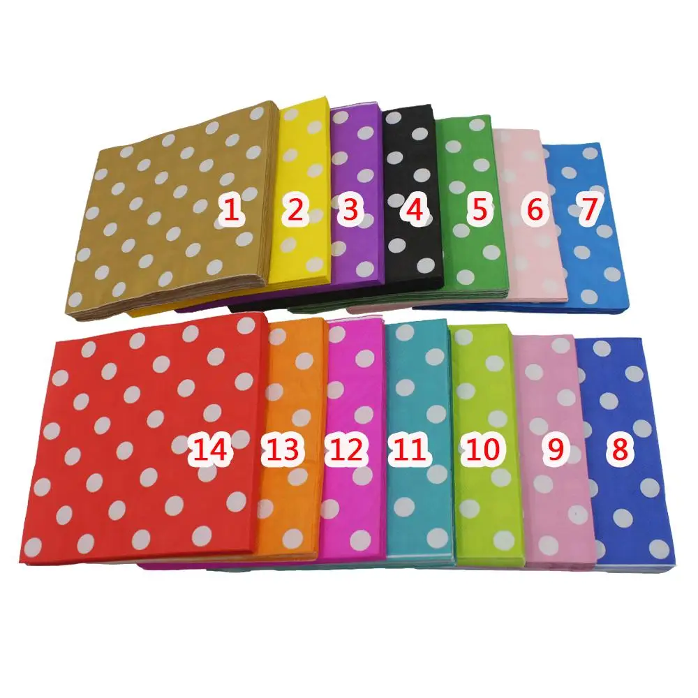 [Rainloong] Tovagliolo Di Carta A Pois Per Feste E Tessuti Per Feste Cartone Animato Forniture Per Feste Carta Per Decorazioni Per Feste 33*33Cm 1 Con