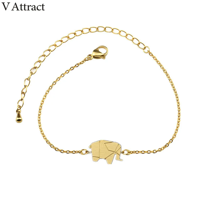 V привлечь 10 шт. золото Цвет оригами Слон браслет Нержавеющая сталь aniaml очарование ювелирные Браслеты Mujer Moda подарок на день рождения