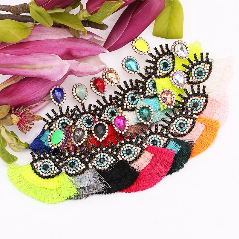 Boho Fashion Dangle Tassel Earrings For Women Geometric Fringed Multicolored Drop Earrings Wedding Party Girl Gifts (2)