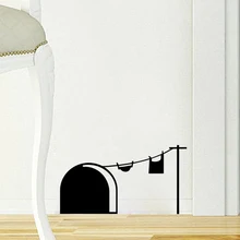 Pegatina de pared con agujero para ratón divertido, orificio para ratas de dibujos animados, adhesivos desmontables de PVC, vinilo para decoración del hogar, dormitorio, sala de estar, pegatinas de pared para ratones