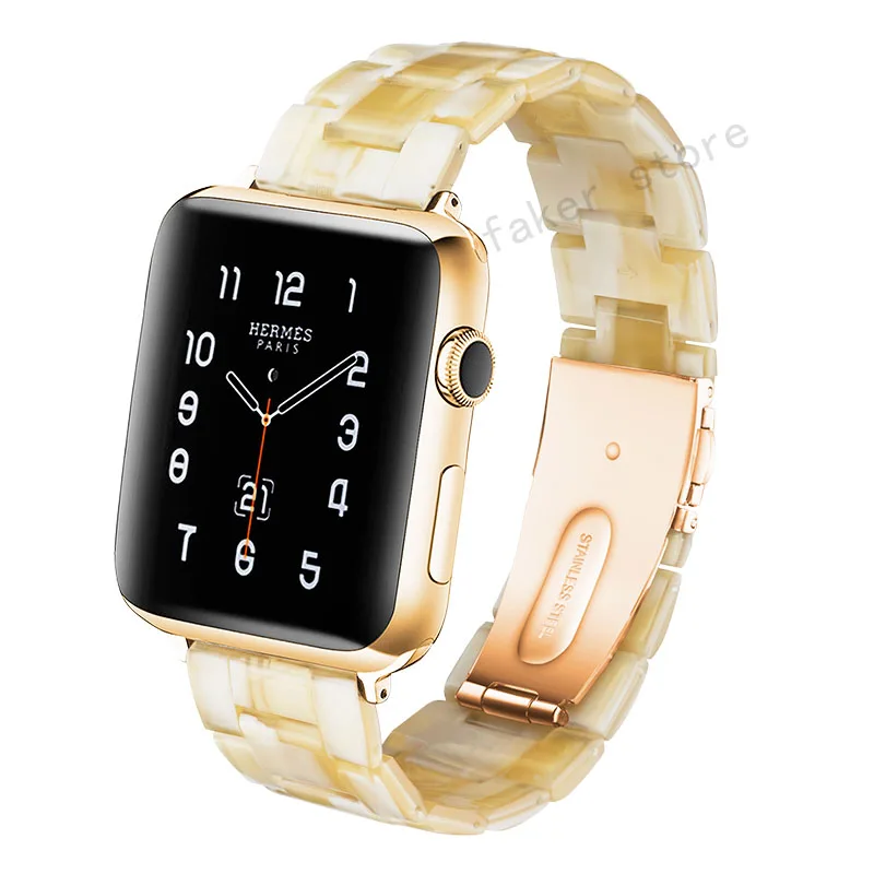 

Resin strap band for apple watch series 4/3/2/1 44 40 42mm 38mm iwatch bracelet wrist belt Watch accessories watchband Ivory