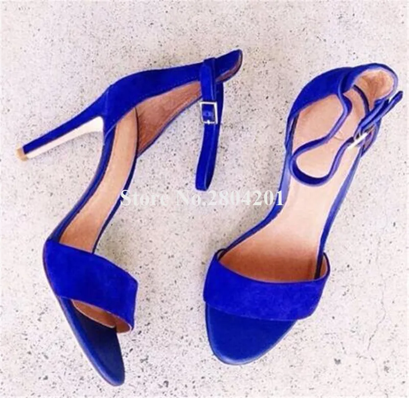 

Women Fashion Suede Leather One Strap Stiletto Heel Sandals Ankle Strap Buckle High Heel Sandals Dress Heel Shoes