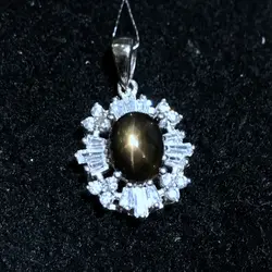 Uloveido овальный Природный сапфир кулон Цепочки и ожерелья Для женщин 925 пробы серебро Gemstone звезда Подвеска Ожерелье для девочек FN337