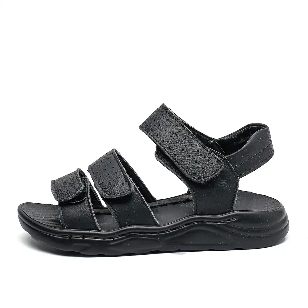 boys black leather sandals