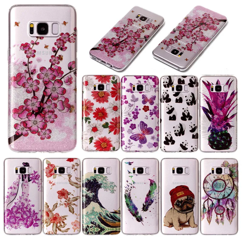 

For Samsung S 8 S8 5.8" Transparent Case Animal Flower Silicone TPU Skin Soft Back Cover Case for Samsung Galaxy S8 G950 G9500