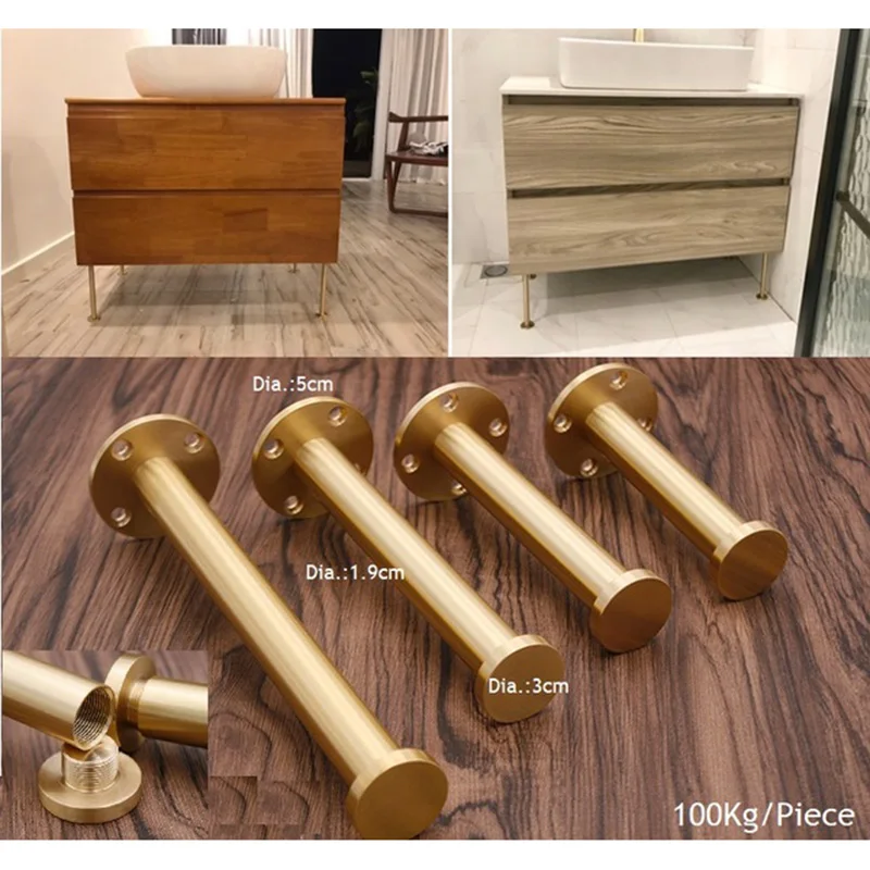 

2Pcs/Lot Brass Gold Sofa Closet Cupboard Cabinet Leveler Leveling Feet Furniture Adjustable Leg