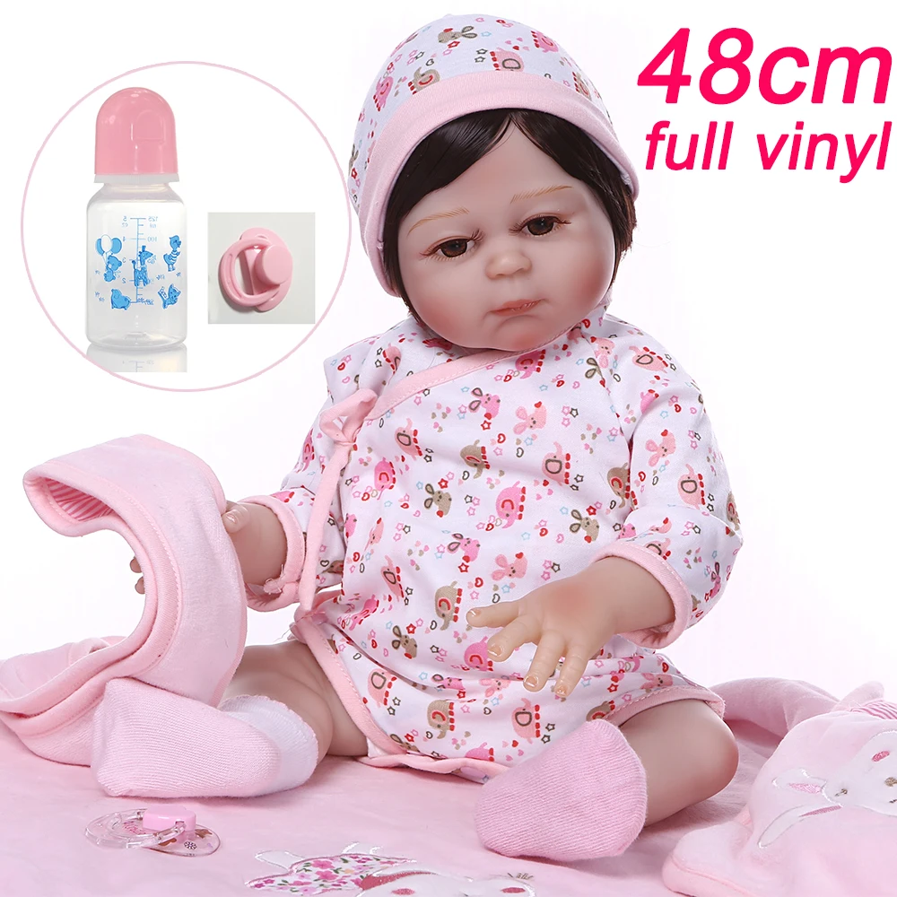 

48cm whole Silicone Reborn Baby Doll Toy Lifelike Newborn Girl Babies pink Princess Doll best Birthday Gift mini Play DIY toy