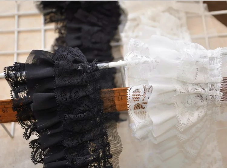 3 слоя 3D Чистая Пряжа драпировка кружева пузырьковая юбка с рюшами Сетка кружевная отделка Аксессуары плиссированная кружевная ткань