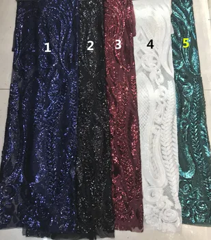 

embroiderd lace fabric Jolin-10702 with sequins beautiful Nigerian sequins lace fabric for party dress