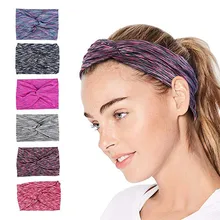Новые высокое качественное оголовье накрест повязка на голову эластичная головные уборы Напульсник для йоги бега спортивная повязка для волос для Для женщин#292886