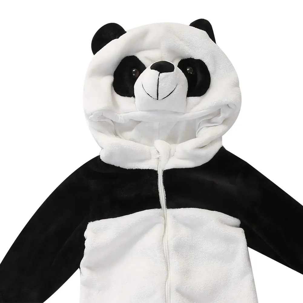 Зимняя детская теплая Пижама с рисунком панды для маленьких мальчиков и девочек плотная одежда для сна для малышей Jumpsuit0-3Y для малышей