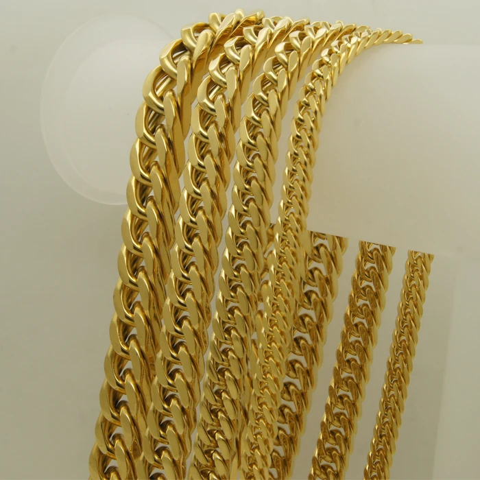 8mm width 60cm 23.6 inch length weight 84g classic double  link ipg gold plating men/boy 316L stainless steel necklace 1pc