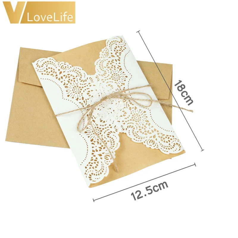 50 шт. Роскошная лазерная резка, для свадьбы Пригласительные открытки конверт винтажное элегантное поздравление с днем рождения наборы открыток подарочные принадлежности