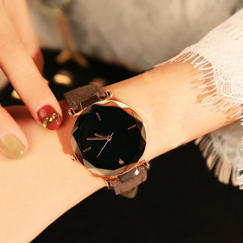 

Hot 1 Pcs Women Student Wrist Quartz Watch Round Dial PU Strap Adjustable for Business CGU 88