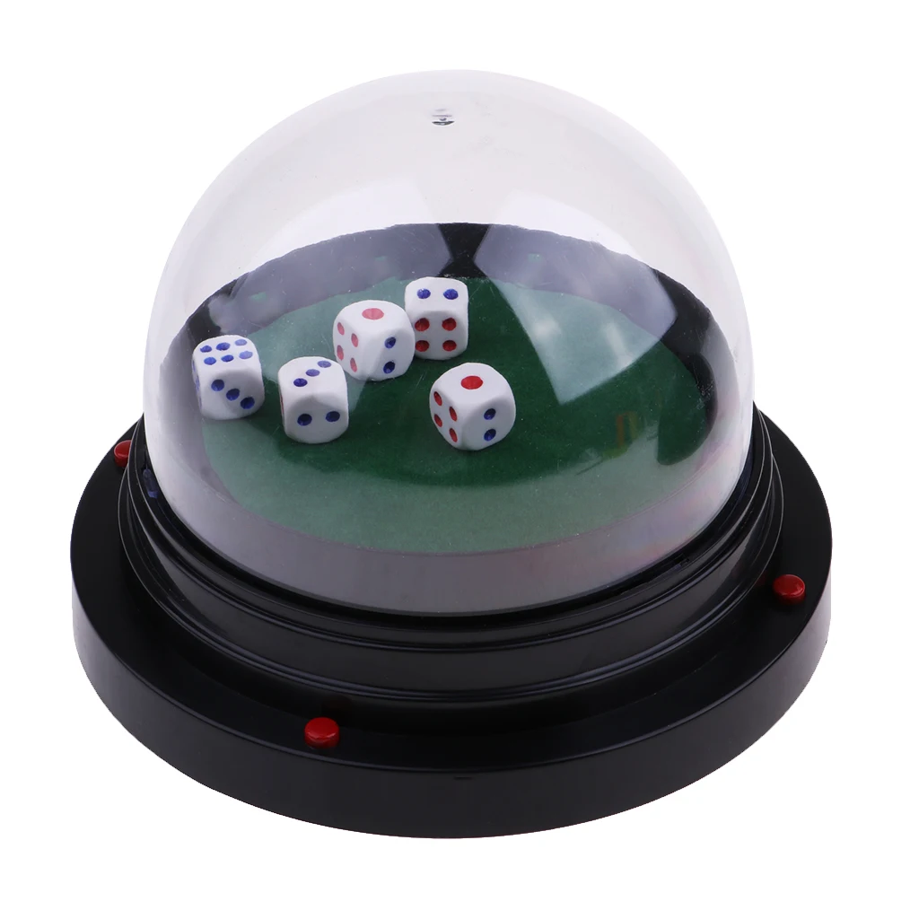 Perfeclan Black Plastic Electric Dice Cup with 5pcs Dice Gambling Party Game Fun Dices Automatic Dice Roller Cup