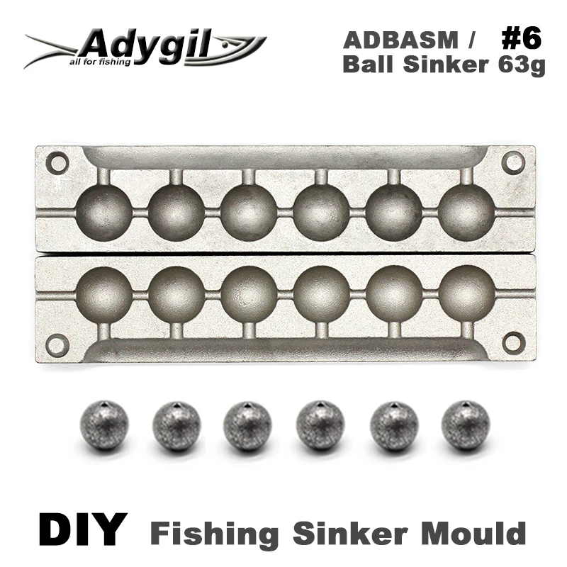 Adygil DIY рыболовный шар грузило прессформы ADBASM/#6 шариковый грузило 63 г 6 полостей