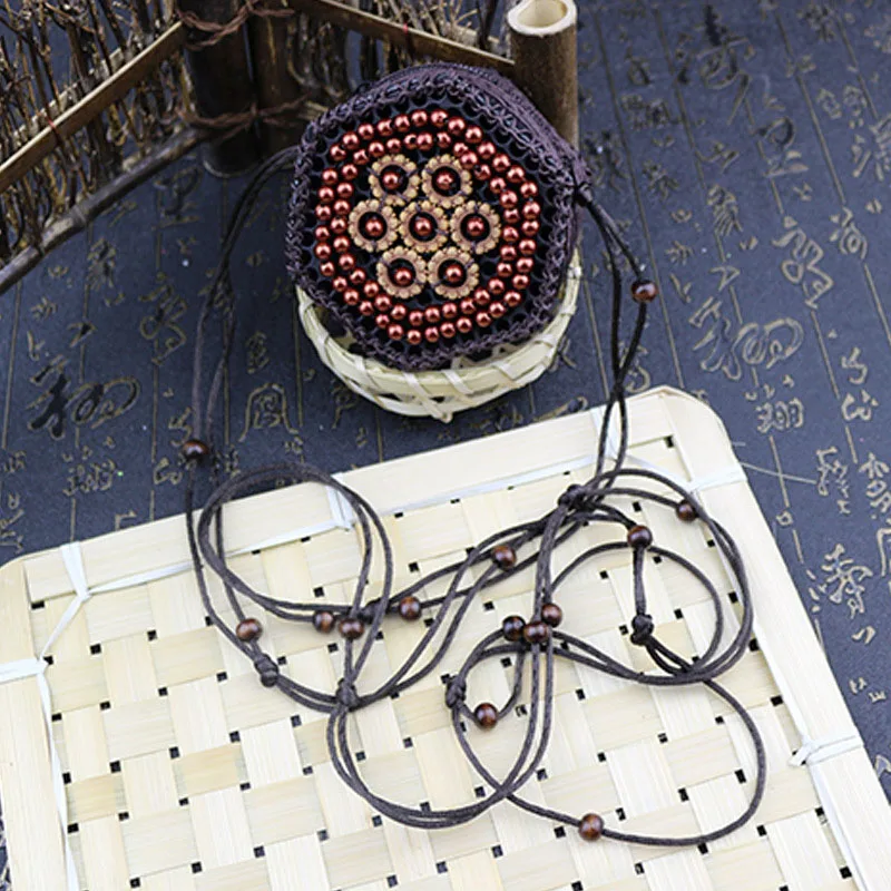Women Coin Purse Coconut Shell Vintage Wallet Mini Hollow Zipper Money Holders Beading INS Popular Female Straw Bags CB0055 (9)