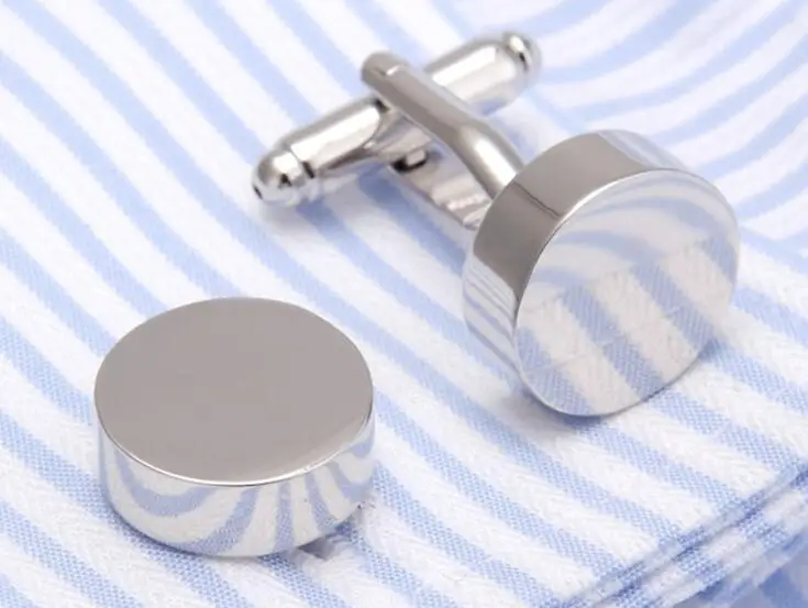 

10pairs/lot Classic Silver Round Plain Cufflinks Simple Fashion Cuff Links Suit Cuff Button Men's Jewelry Business Gift