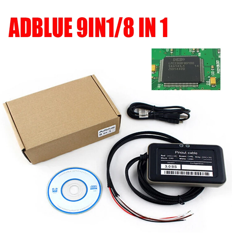 Лучший чип 9 in1 эмулятор 9IN1 OBD2 грузовики Adblue Универсальный эмулятор системный блок 9 В 1/8 IN1