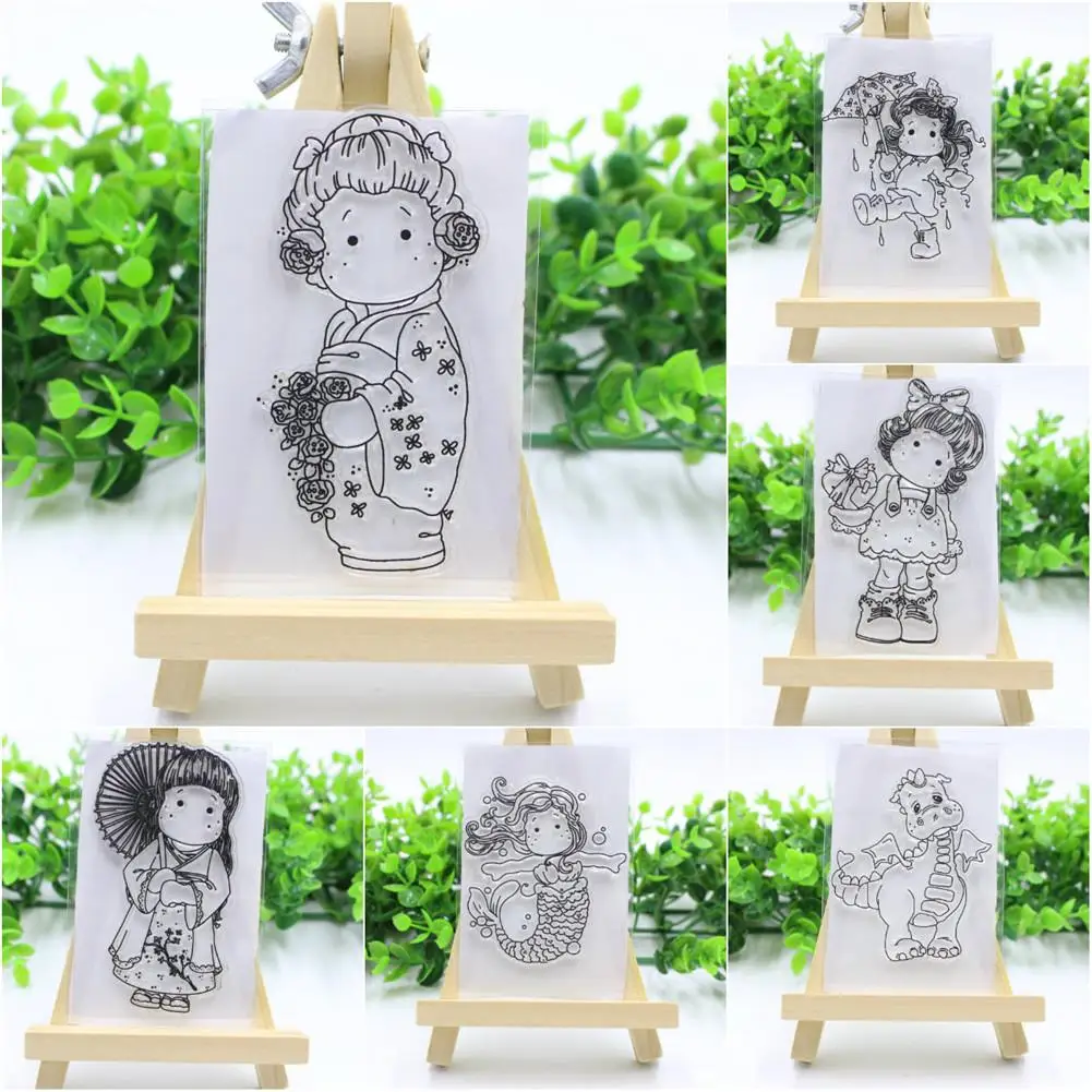 

New Lovely Little Girl Scrapbook Transparent Silicone Rubber Stamp Lot Handmade DIY Photo Album Decor Cards Craft Handmade Gifts