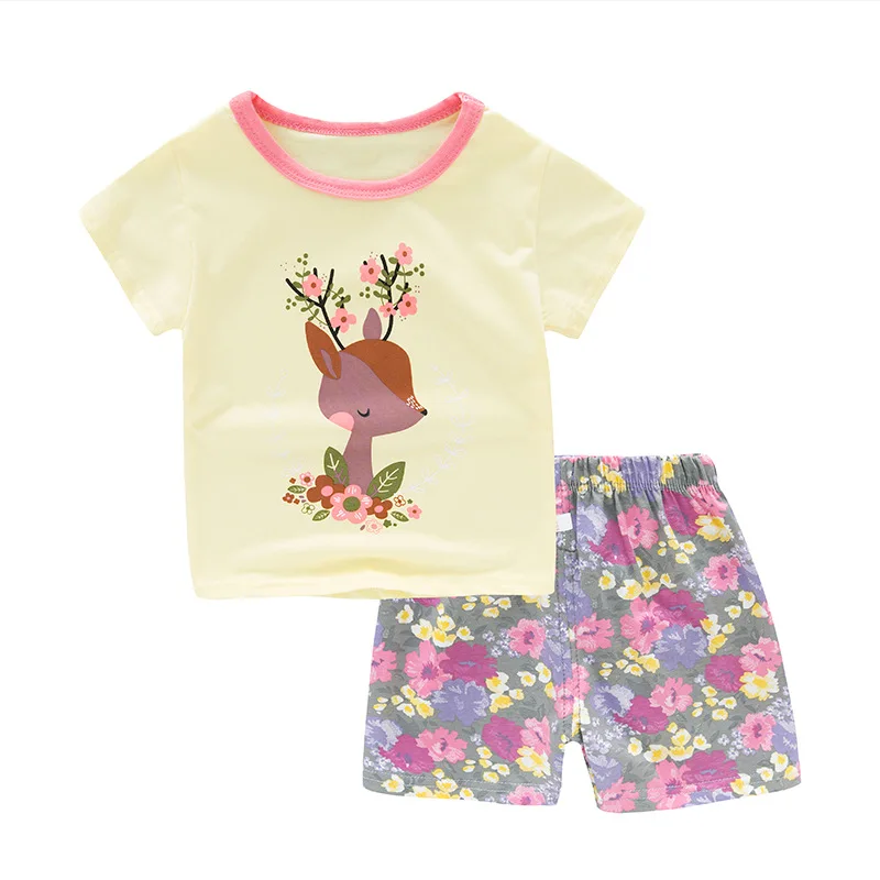 SAILEROAD/пижамный комплект розового цвета с рисунком кролика для маленьких девочек; детская летняя Домашняя одежда Kawaii; детская пижама с короткими рукавами для младенцев
