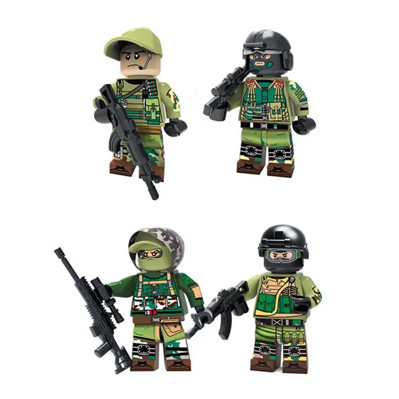 

New 4pcs/lot Blocks Military Russian Army Anti-terrorism Soldiers figures Building Blocks Diy Mini Bricks Toys for Children