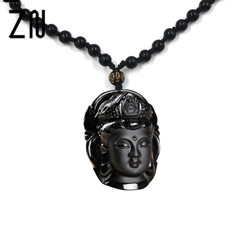 

Bead Curtain Natural Obsidian Scrub Pendant Black Guanyin Head Pendants Transhipped Buddha Head