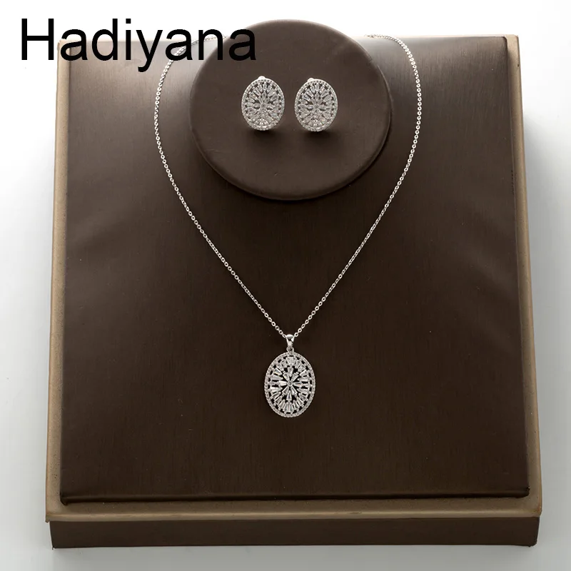Комплект свадебных украшений Hadiyana набор для свадьбы и помолвки с блестящими