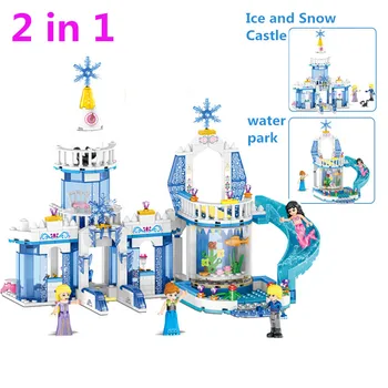 

lOZ 37026 344pcs 2 In 1 Snow Princess Elsa Ice Castle Princess Anna LegoINGly Friends Building Blocks Kit Toys Christmas Gifts