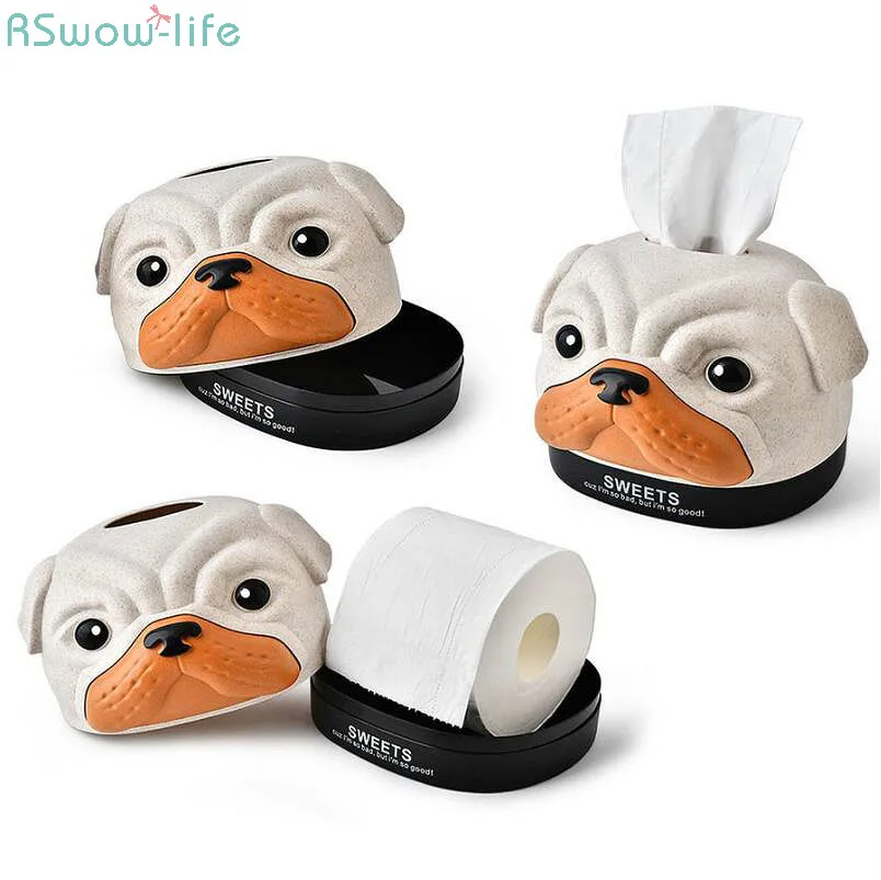 

Creative Cartoon Dog Animal Tissue Box For Home Roll Paper Receiving Barrel Car Tissue Box Removable Tissue Paper Towel Tube Box