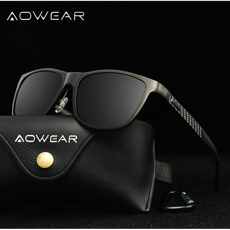 Солнцезащитные очки AOWEAR мужские Поляризованные алюминиевые в ретро стиле