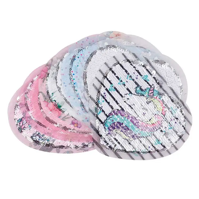 

Heart Sequin Patches Reversible Crafts For Clothes Sewing Mermaid Rabbit Pattern Girls Kids Cloth Decor Accessories