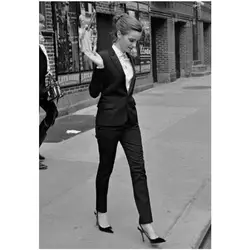 Для женщин s Торжественная одежда Штаны ПИФов черный Для женщин Дамы Бизнес офисные костюм-смокинг Повседневная обувь индивидуальный
