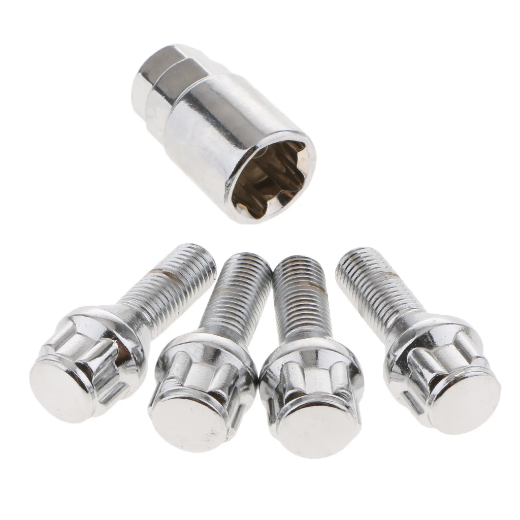 4 pieces M12X1.5 WHEEL LOCK Bolts Anti Theft Security + 1 KEY For Toyota, for Mitsubishi,