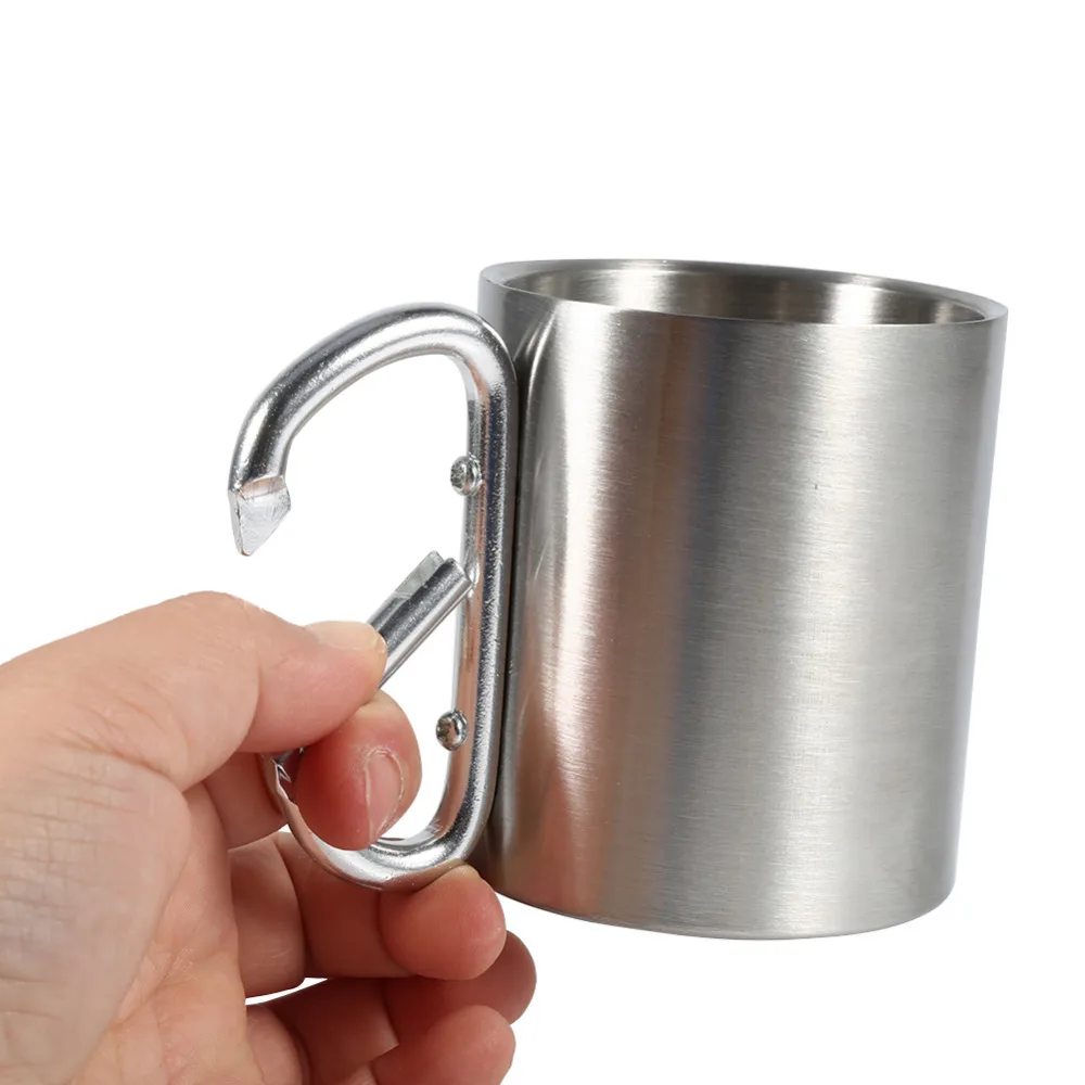 Stainless Steel Camping Cup Mug Traveling Outdoor Camping Hiking Portable With Keychain