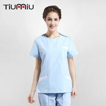 

Light Blue High Quality short-sleeved Doctor Nurse Uniform Hospital Medical Beauty Salon Scrub Set Surgical Medical Work Uniform