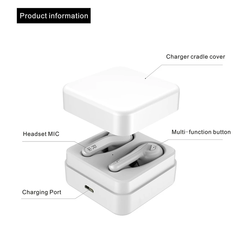 ZGPAX Tws Wireless Bluetooth 5.0 Earphone Mini Earbuds With Mic Charging Box Sport In-Ear For Smart Phone
