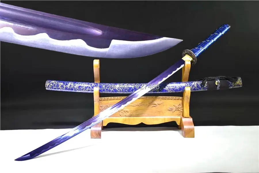 Handmade Japanese Samurai Sword Katana Sharp 1060 Carbon Steel Purple