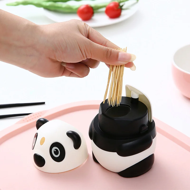 

Hot Sale Toothpick Carry Box New Creative Cute Portable Panda Shape Automatic Toothpick Holder Hot Selling Tableware Accessories